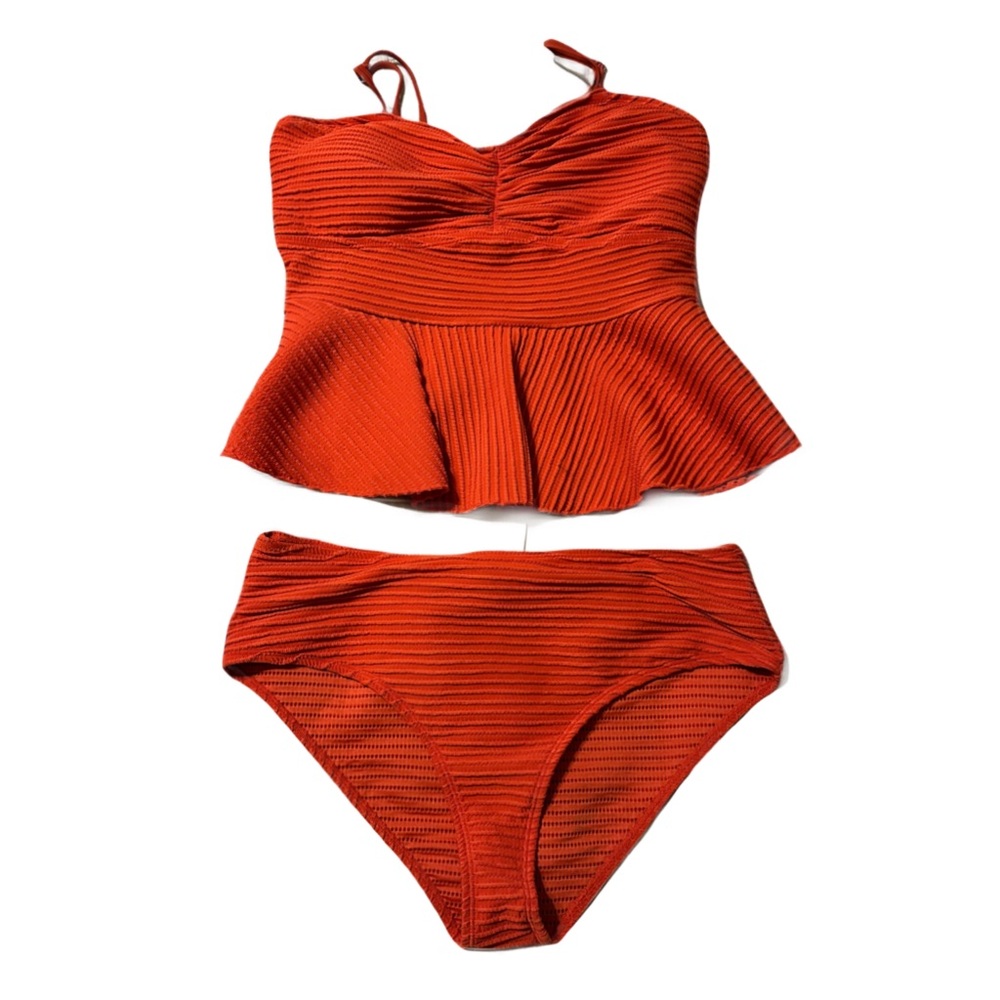 Orange Textured Tankini Set